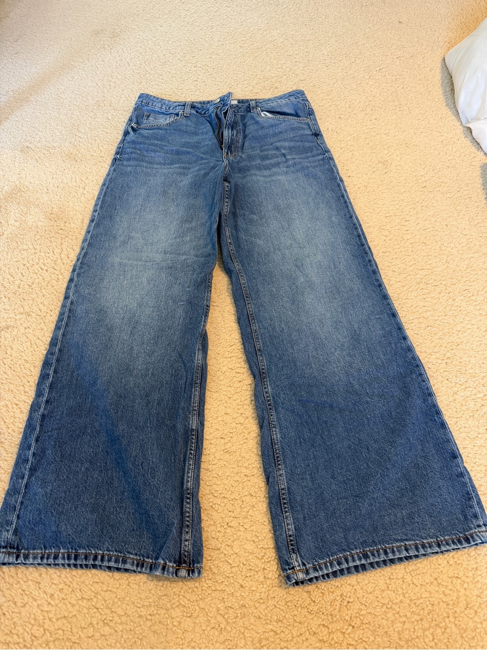 H&M Wide Leg Flared Jeans in Blue Denim